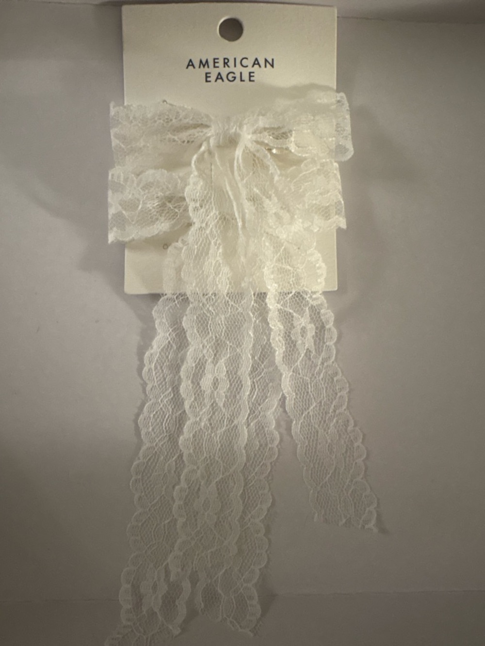 American Eagle Outfitters Ivory Lace Bow Hair Clip with Streamers